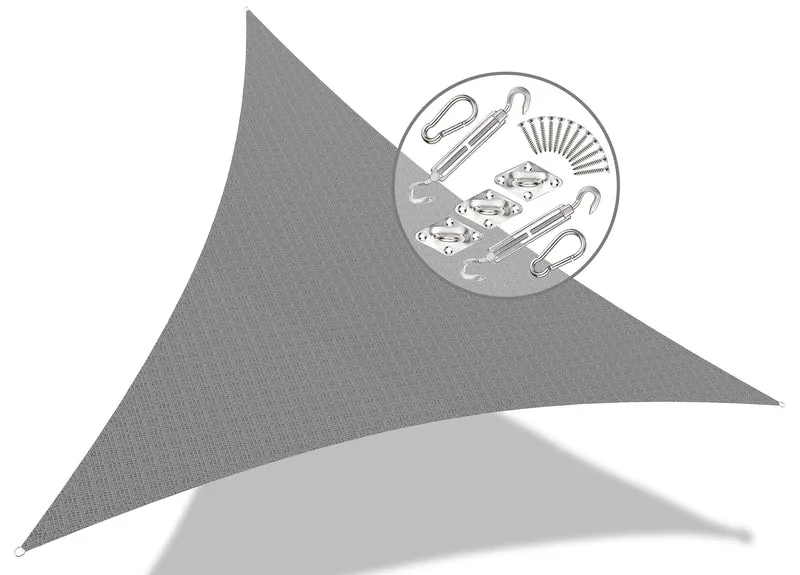 Voile d ombrage Triangle HDPE avec 19 pcs kit de montage