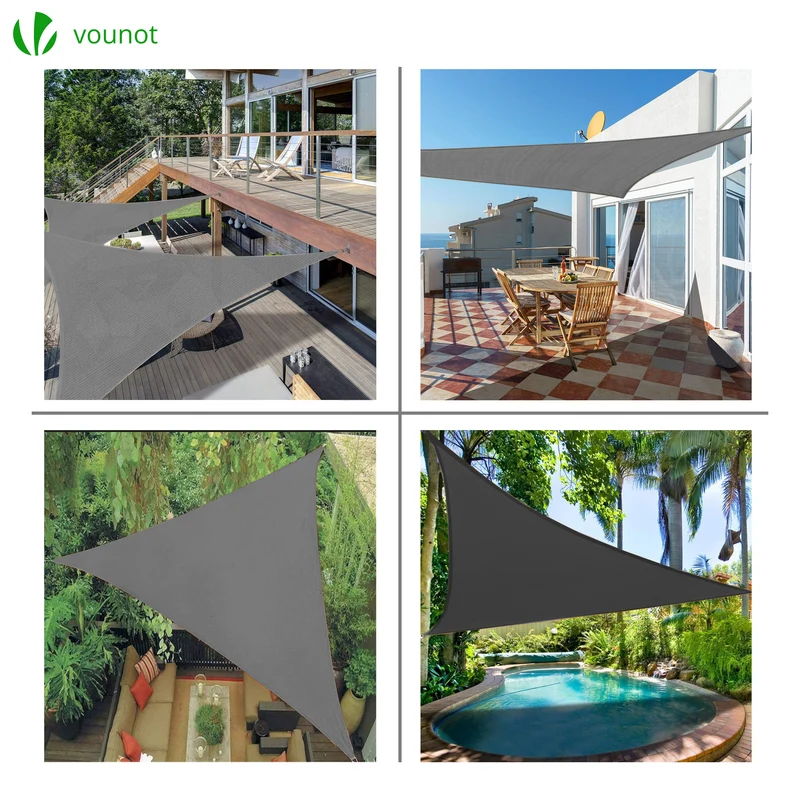 Voile d ombrage Triangle HDPE avec 19 pcs kit de montage