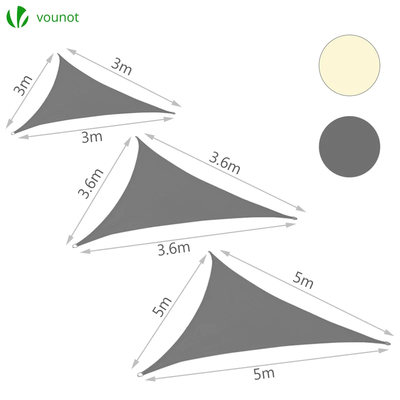 Voile d ombrage Triangle HDPE avec 19 pcs kit de montage