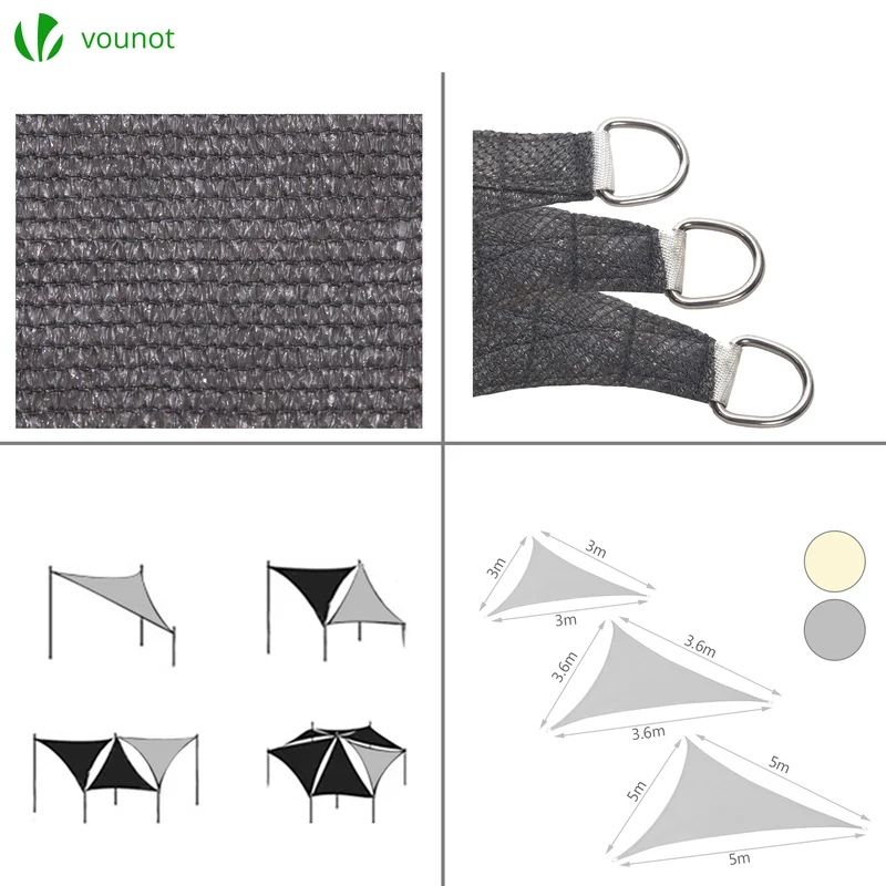 Voile d ombrage Triangle HDPE avec 19 pcs kit de montage