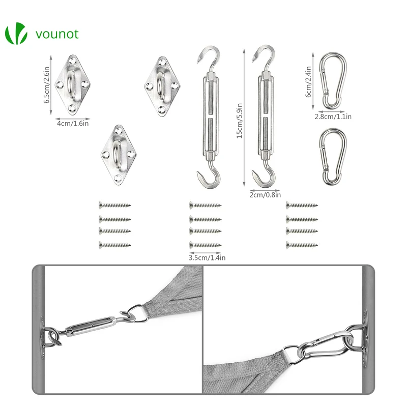 Voile d ombrage Triangle HDPE avec 19 pcs kit de montage