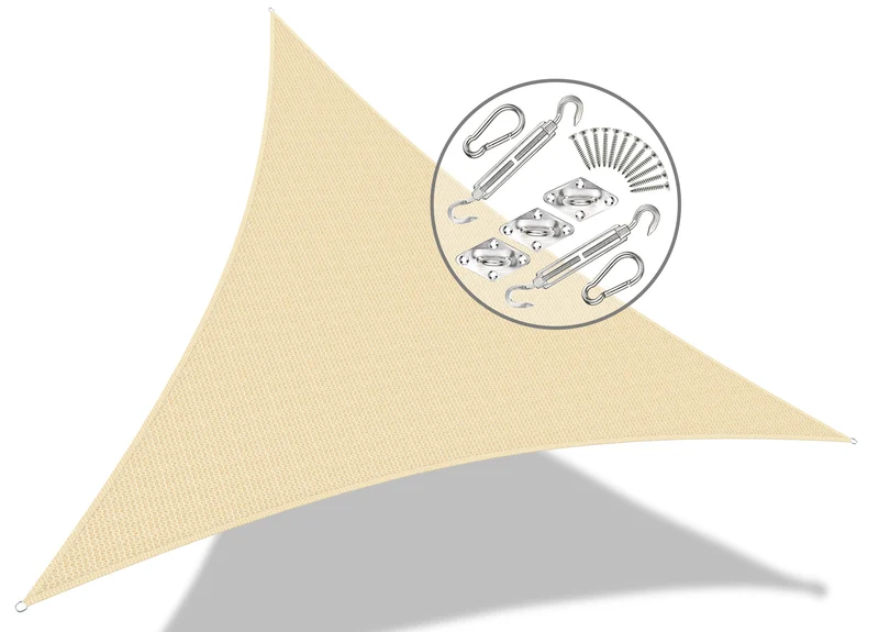 Voile d ombrage Triangle HDPE avec 19 pcs kit de montage