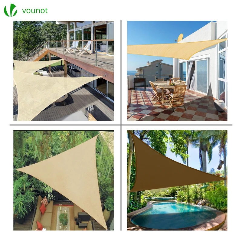 Voile d ombrage Triangle HDPE avec 19 pcs kit de montage