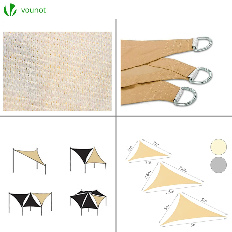 Voile d ombrage Triangle HDPE avec 19 pcs kit de montage