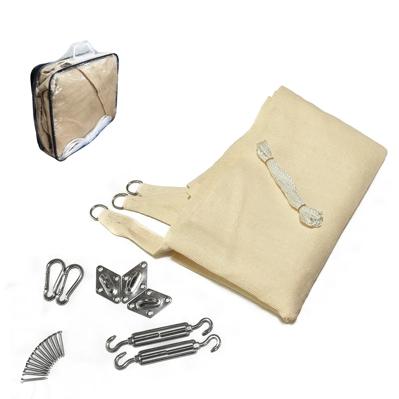 Voile d ombrage Triangle HDPE avec 19 pcs kit de montage