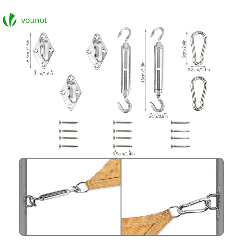 Voile d ombrage Triangle HDPE avec 19 pcs kit de montage