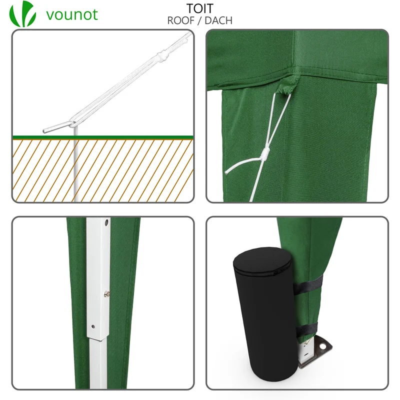 Tonnelle de jardin 3x3m pliable verte avec sac de transport