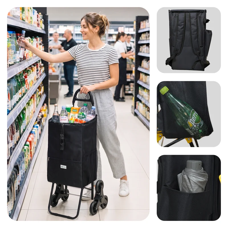 Chariot de course avec sac isotherme