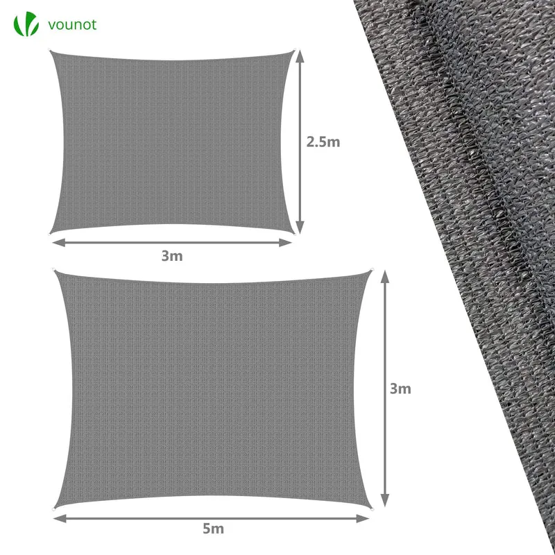 Voile d'ombrage rectangulaire avec 24pcs kit de fixation
