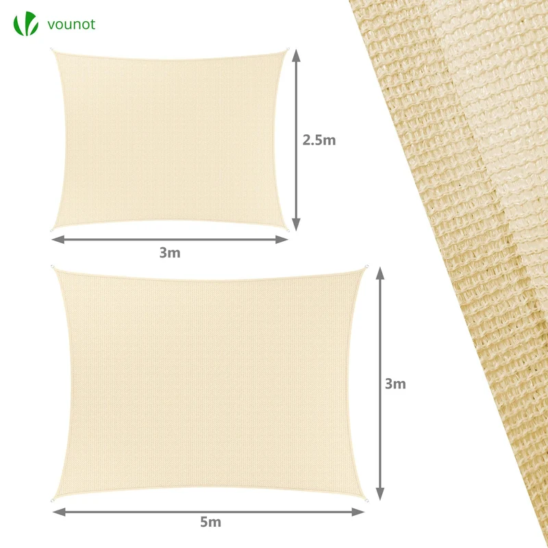 Voile d'ombrage rectangulaire avec 24pcs kit de fixation