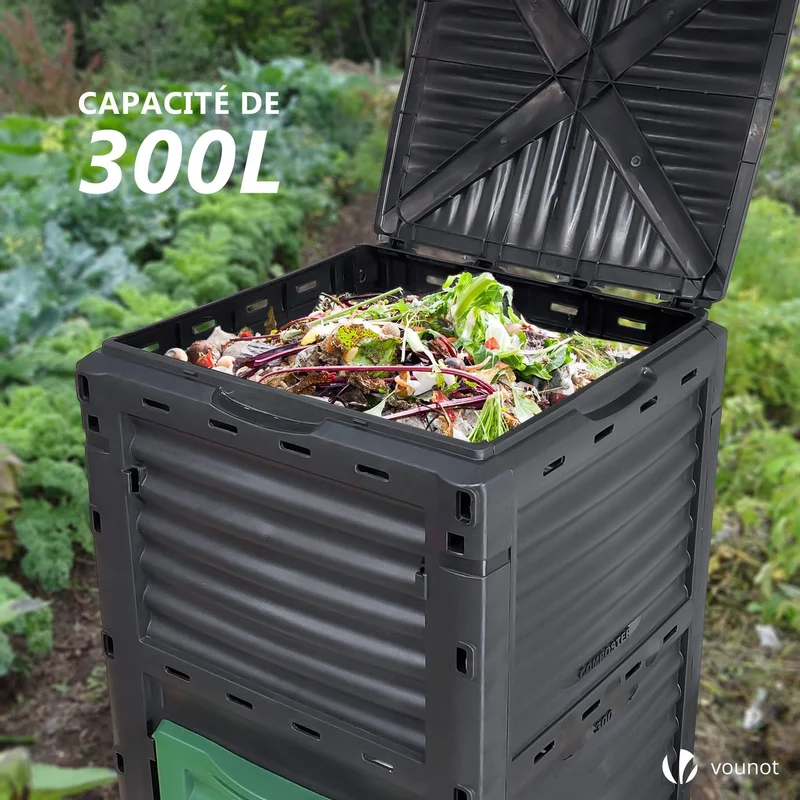 Composteur de jardin 300L Qualité Supérieure pour Jardin Déchets