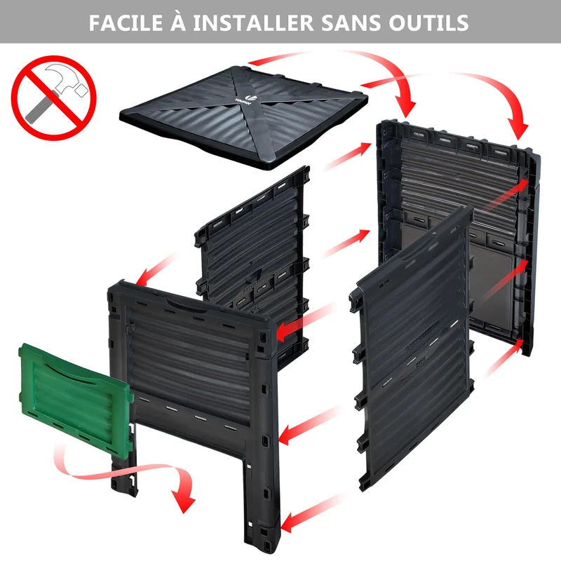 Composteur de jardin 300L Qualité Supérieure pour Jardin Déchets