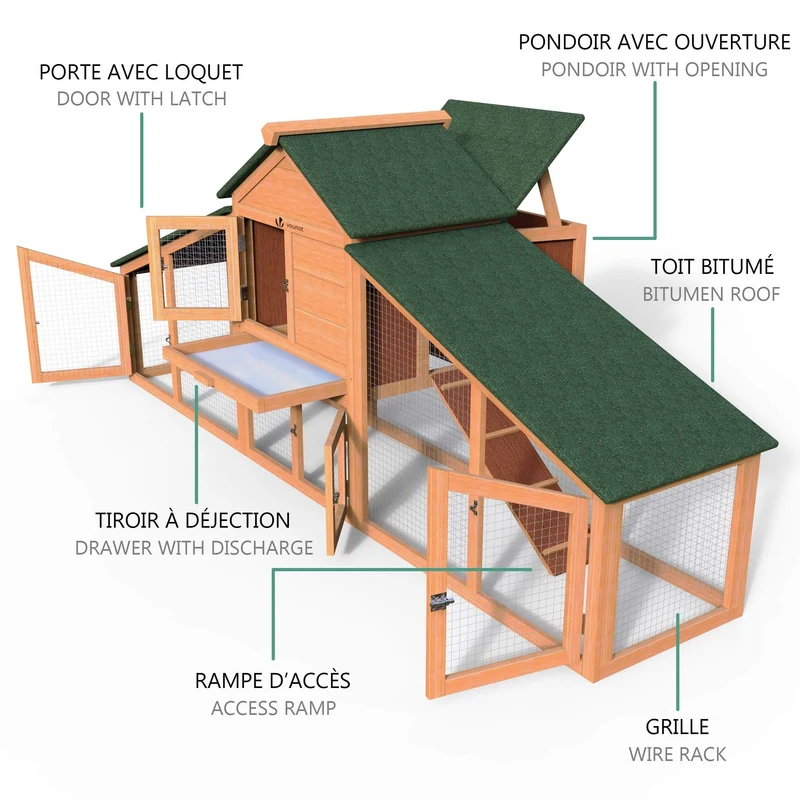 Poulailler en Bois XL avec Pondoir et Perchoir