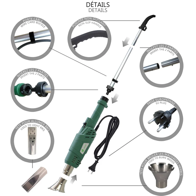 Desherbeur electrique 2000 W avec 5 metres de cable