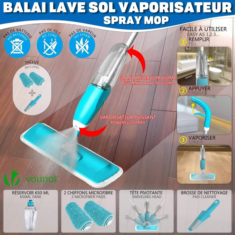 Balai vaporisateur lave sol
