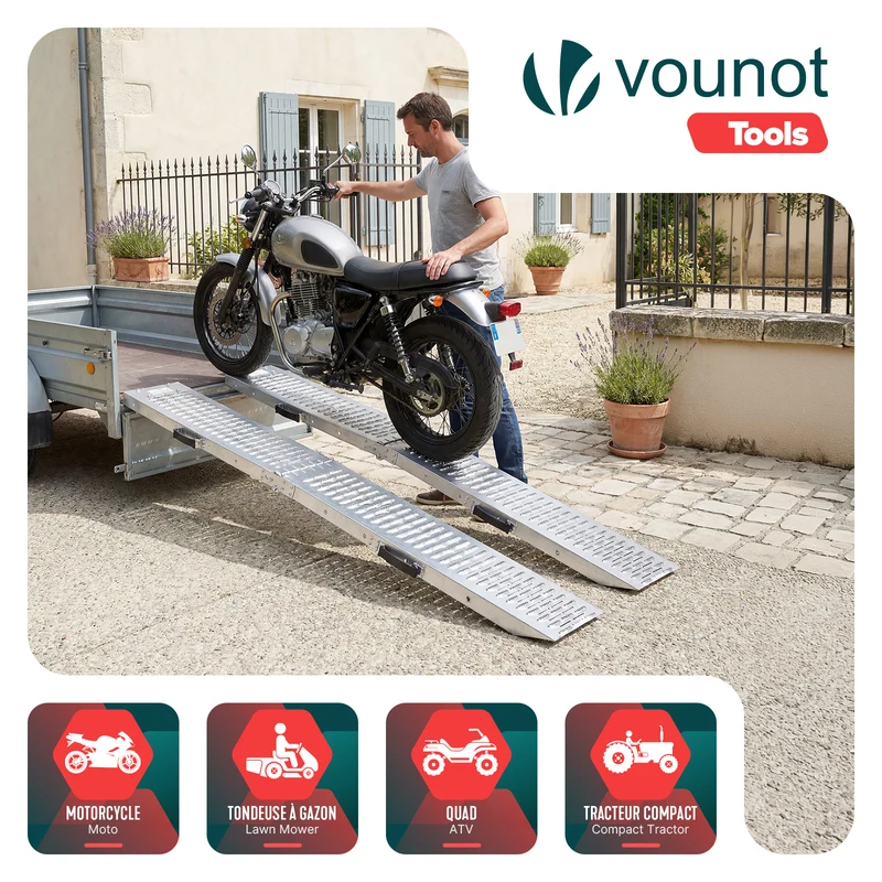 Rampe de chargement pliable Lot de 2 pcs en acier galvanise 160cm