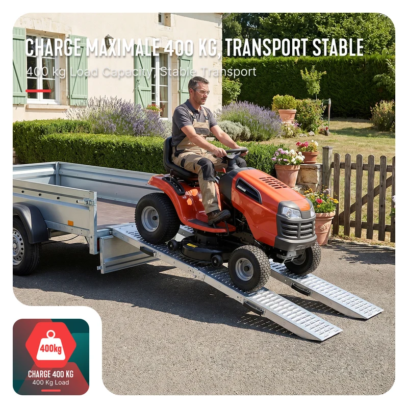 Rampe de chargement pliable Lot de 2 pcs en acier galvanise 160cm