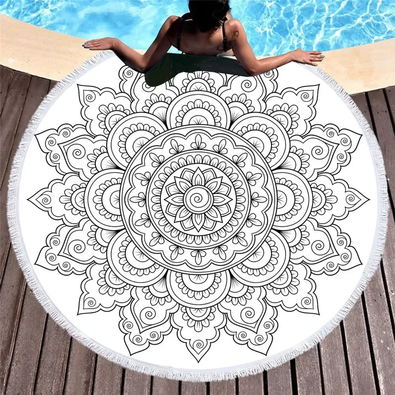 Serviette de Plage Rond Microfibra FLEUR