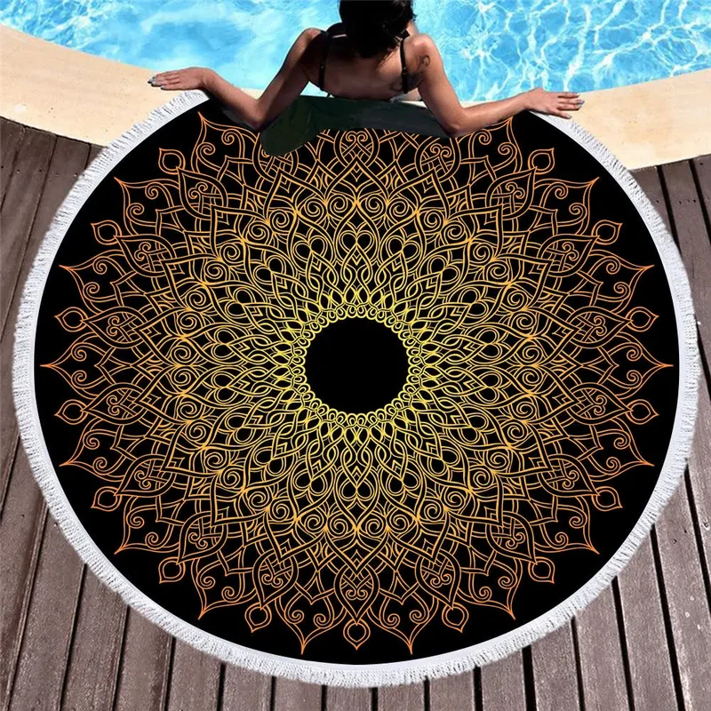 Serviette de Plage Rond Microfibra FLEUR
