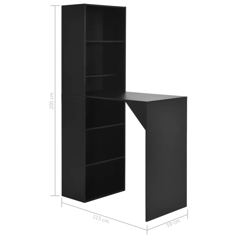 Table haute mange debout bar bistrot avec armoire noir 200 cm 0902044