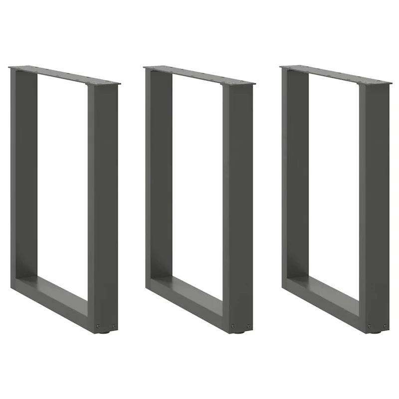 Lot de 3 pieds de table à manger en U réglables 70 x 73 cm aspect moderne salon en acier anthracite 02_0057442