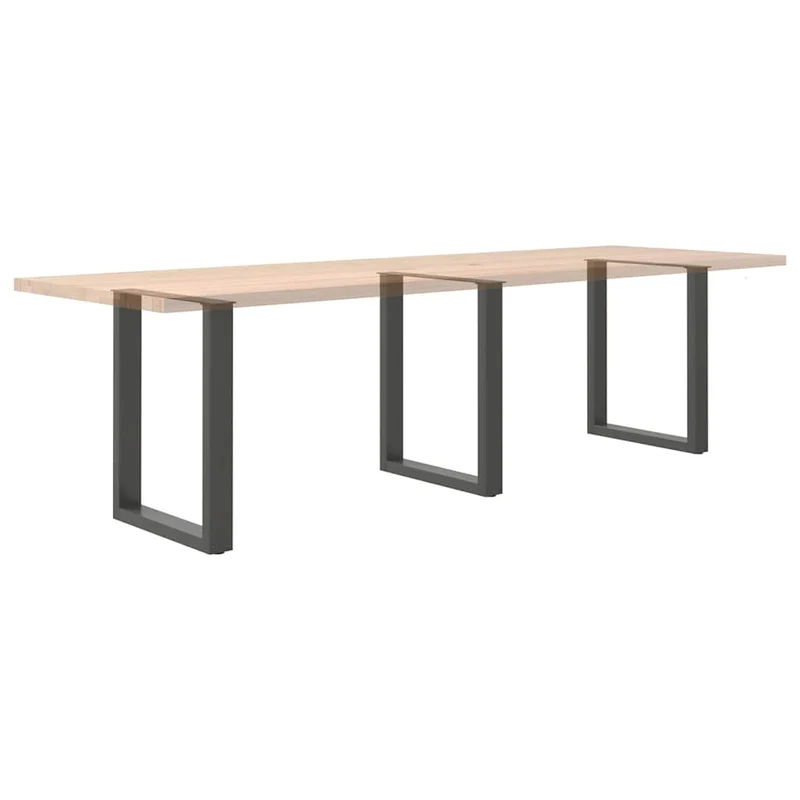 Lot de 3 pieds de table à manger en U réglables 70 x 73 cm aspect moderne salon en acier anthracite 02_0057442