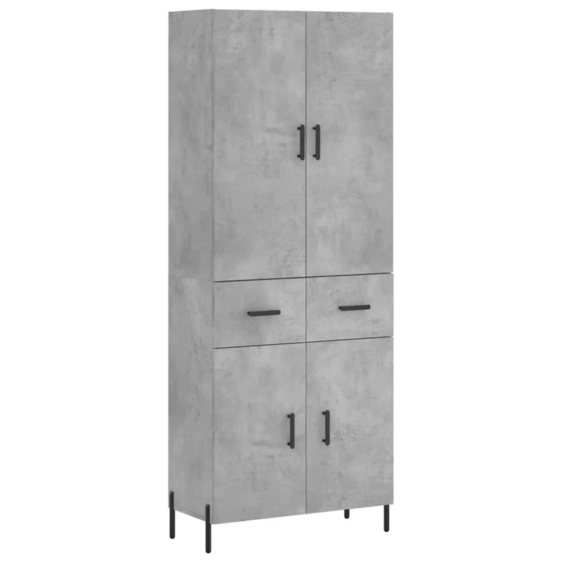 Buffet bahut commode armoire meuble de rangement organisateur cuisine salle de séjour salon haut 69,5 x 34 x 180 cm bois d'ingénierie gris 02_0034648