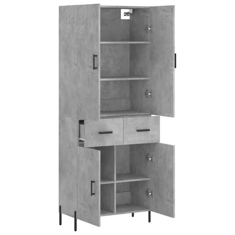 Buffet bahut commode armoire meuble de rangement organisateur cuisine salle de séjour salon haut 69,5 x 34 x 180 cm bois d'ingénierie gris 02_0034648