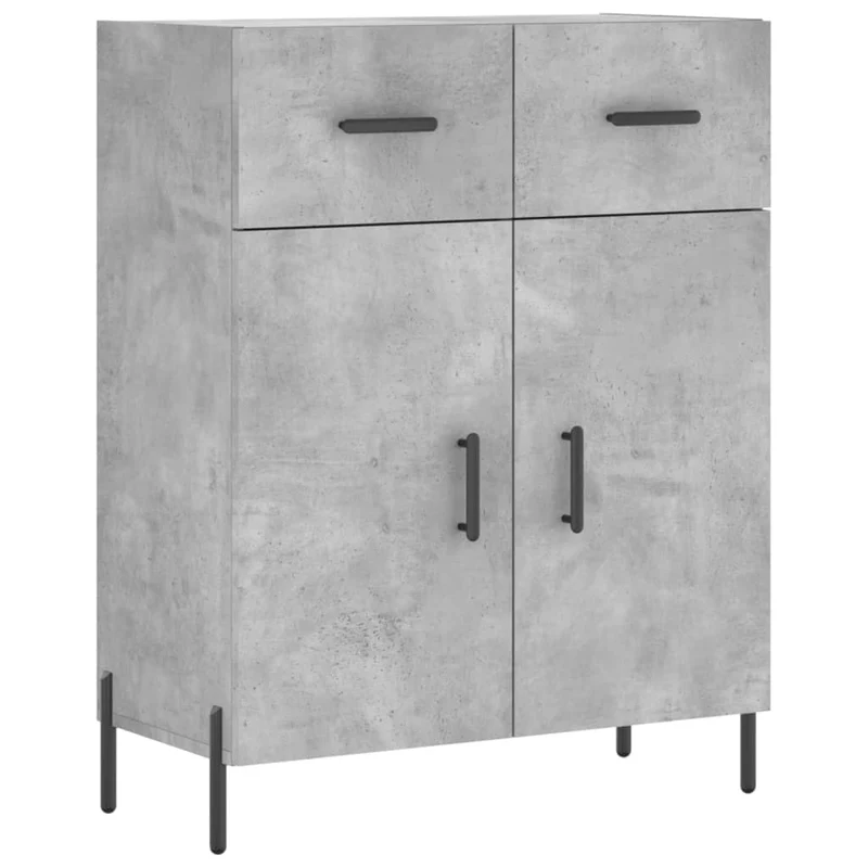 Buffet bahut commode armoire meuble de rangement organisateur cuisine salle de séjour salon haut 69,5 x 34 x 180 cm bois d'ingénierie gris 02_0034648