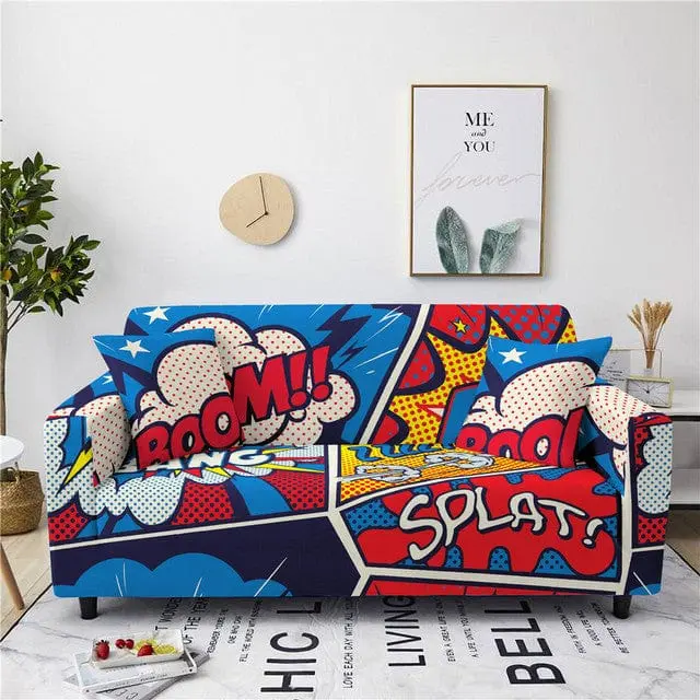 Housse canapé extensible imprimée ANIME