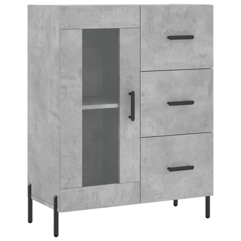 Buffet bahut commode armoire meuble de rangement organisateur cuisine salle de séjour salon haut 69,5 x 34 x 180 cm bois d'ingénierie gris 02_0034607