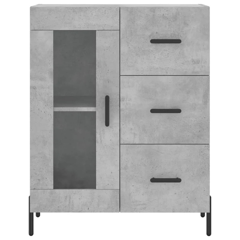 Buffet bahut commode armoire meuble de rangement organisateur cuisine salle de séjour salon haut 69,5 x 34 x 180 cm bois d'ingénierie gris 02_0034607