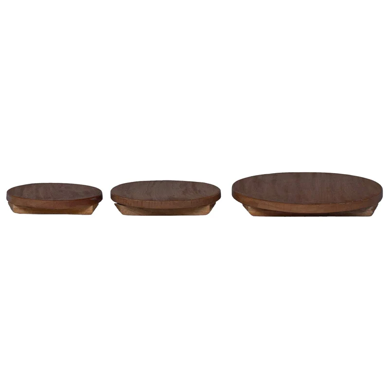 Lot de 3 tabourets à plantes rustiques extérieur 29 x 29 x 3,5 cm en bois d'acajou marron 02_0058962