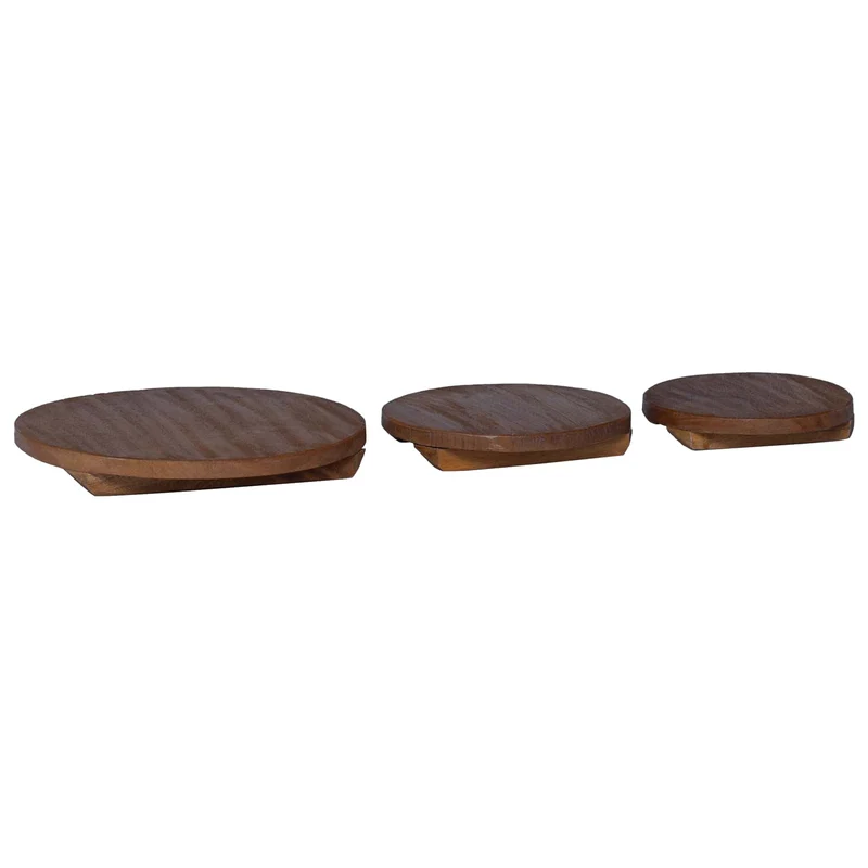 Lot de 3 tabourets à plantes rustiques extérieur 29 x 29 x 3,5 cm en bois d'acajou marron 02_0058962