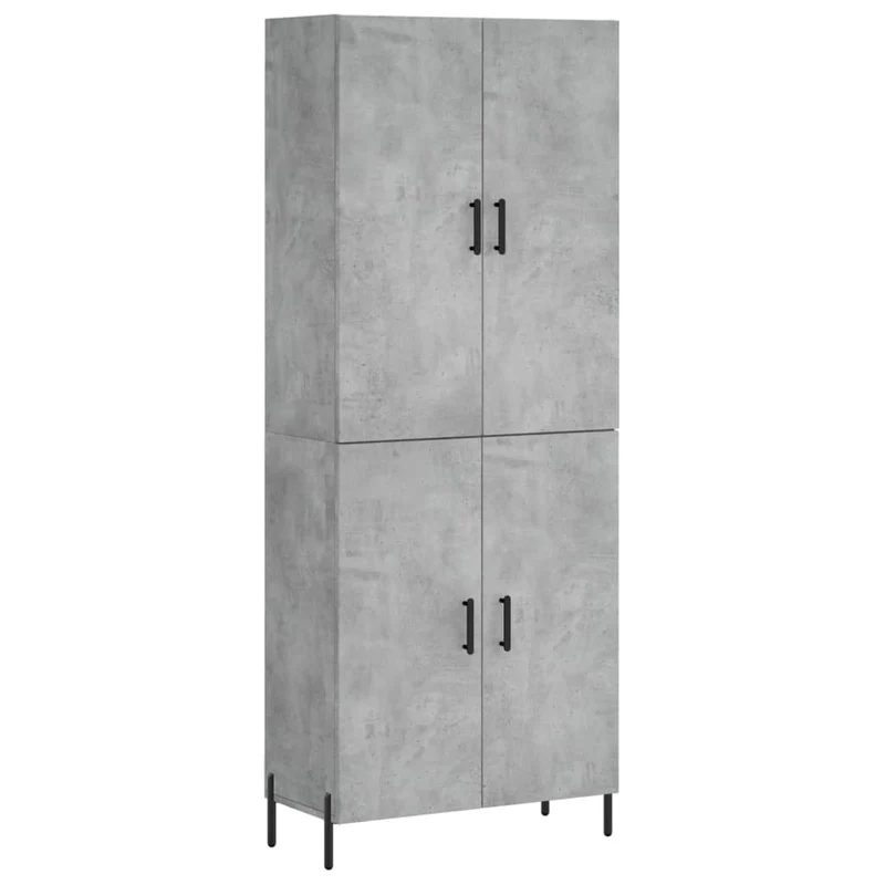 Buffet bahut commode armoire meuble de rangement organisateur cuisine salle de séjour salon haut 69,5 x 34 x 180 cm bois d'ingénierie gris 02_0034561