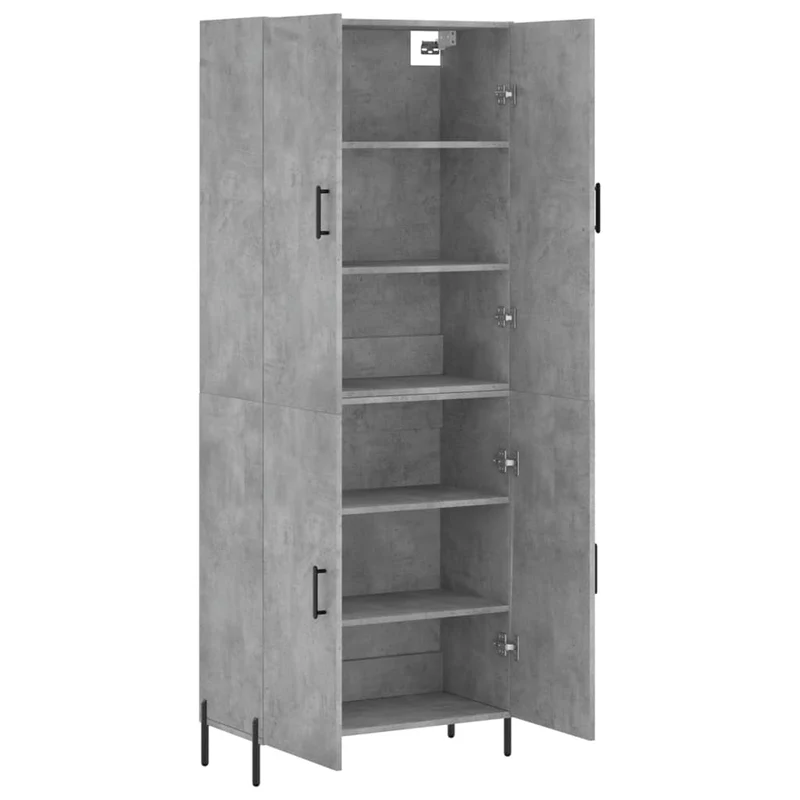 Buffet bahut commode armoire meuble de rangement organisateur cuisine salle de séjour salon haut 69,5 x 34 x 180 cm bois d'ingénierie gris 02_0034561