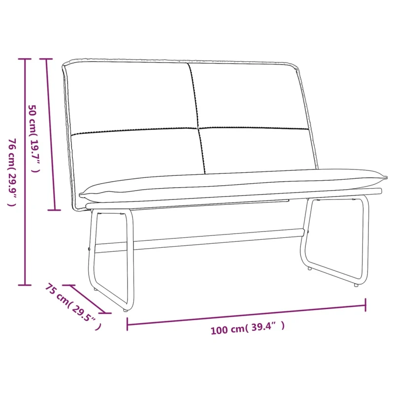 Banc banquette rouge bordeau x 100 x 75 x 76 cm synthétique 02_0010502