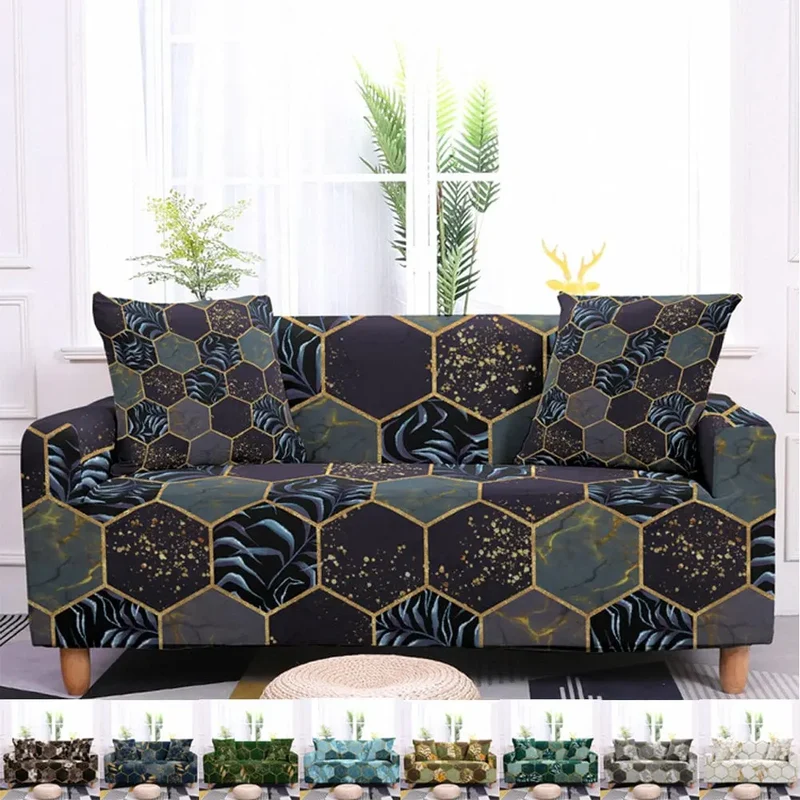 Housse canapé extensible motif alvéole ALVEOLA