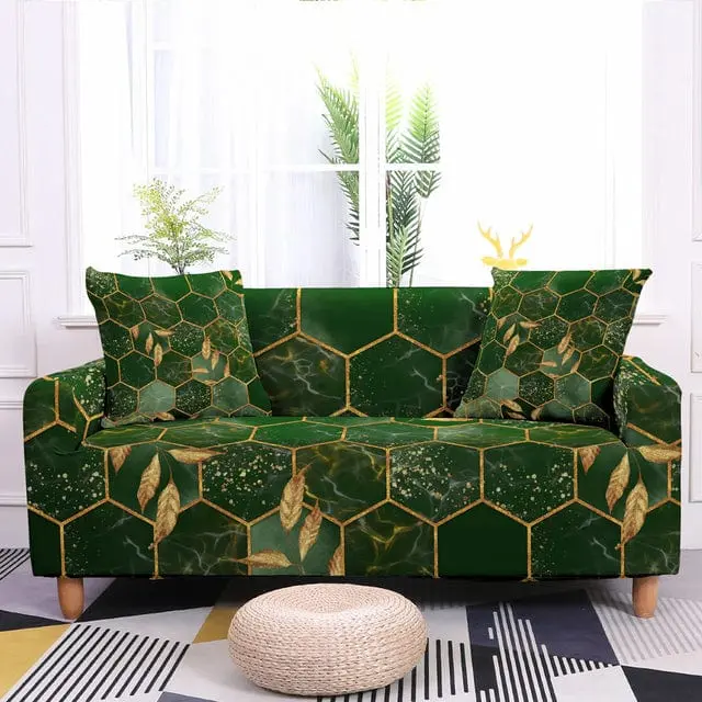 Housse canapé extensible motif alvéole ALVEOLA