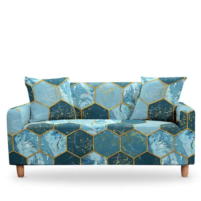 Housse canapé extensible motif alvéole ALVEOLA