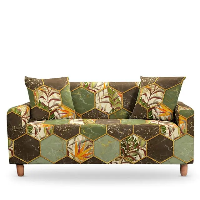 Housse canapé extensible motif alvéole ALVEOLA