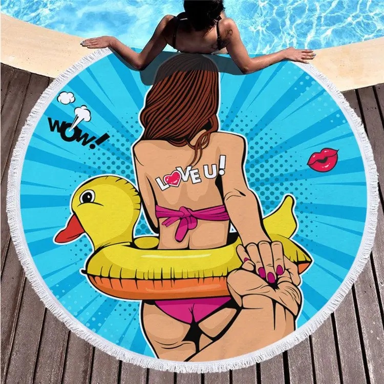 Serviette de plage châle imprimée ronde COCKTAIL