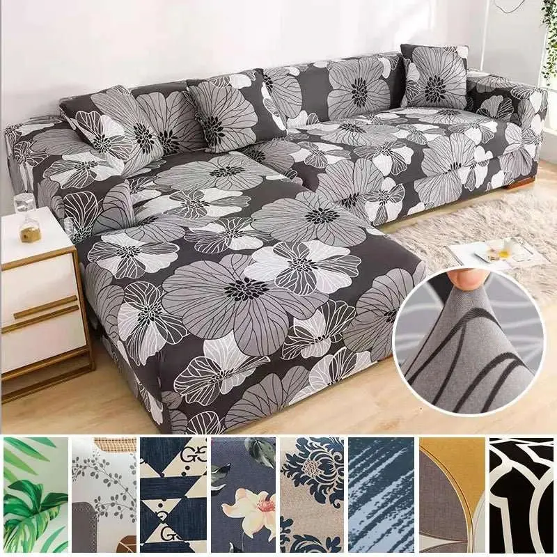 Housse canapé d'angle motif fleuri TOWA