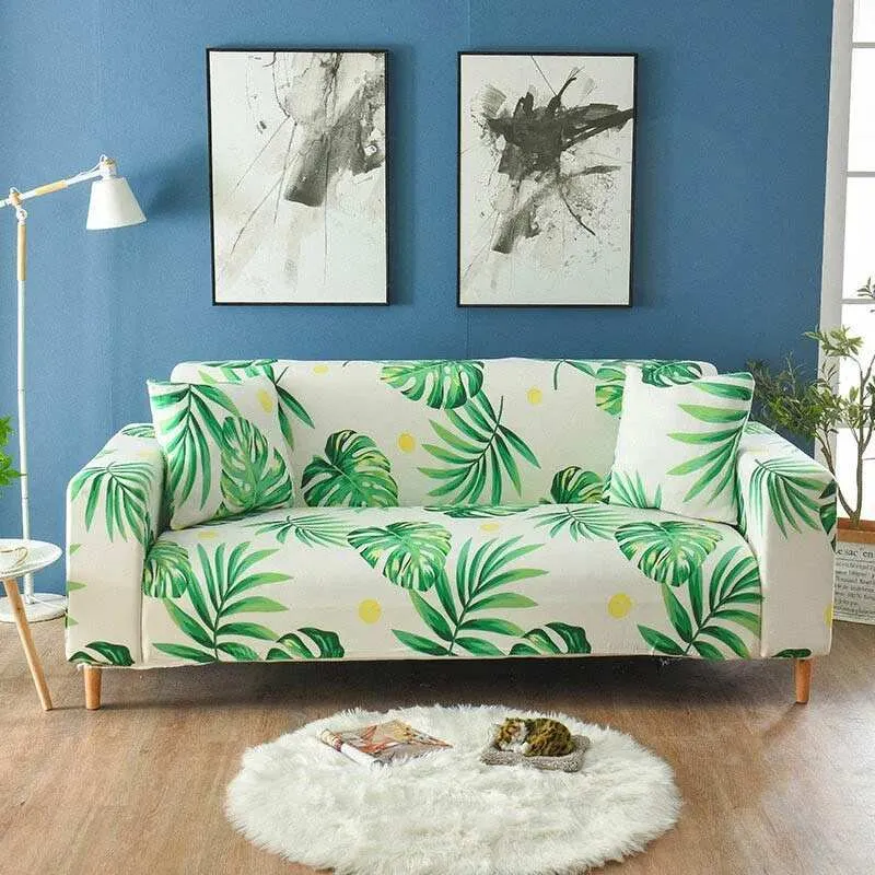 Housse canapé d'angle motif fleuri TOWA