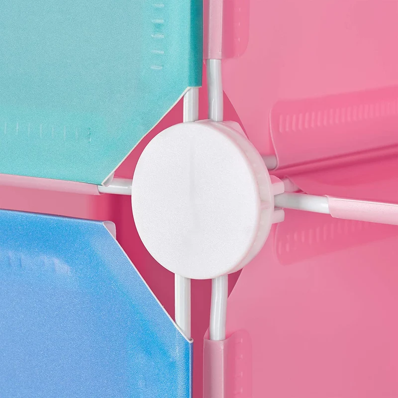 Étagère rangement enfants casier modulable plastique animaux penderie armoire rose 13_0001209