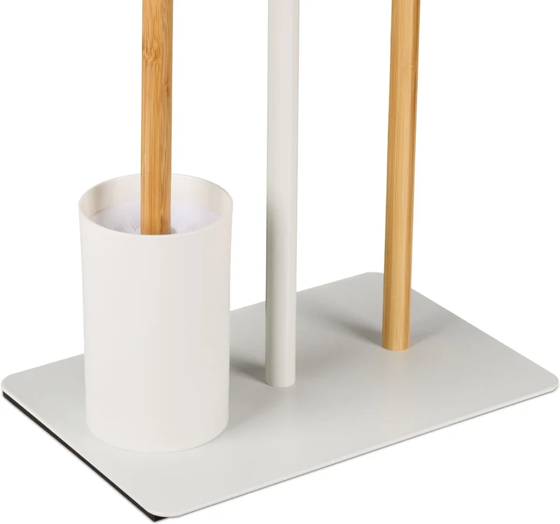 Serviteur WC non fixe pratique salle de bain 65 x 30 x 20 cm avec porte-téléphone design moderne en fer blanc 13_0018506