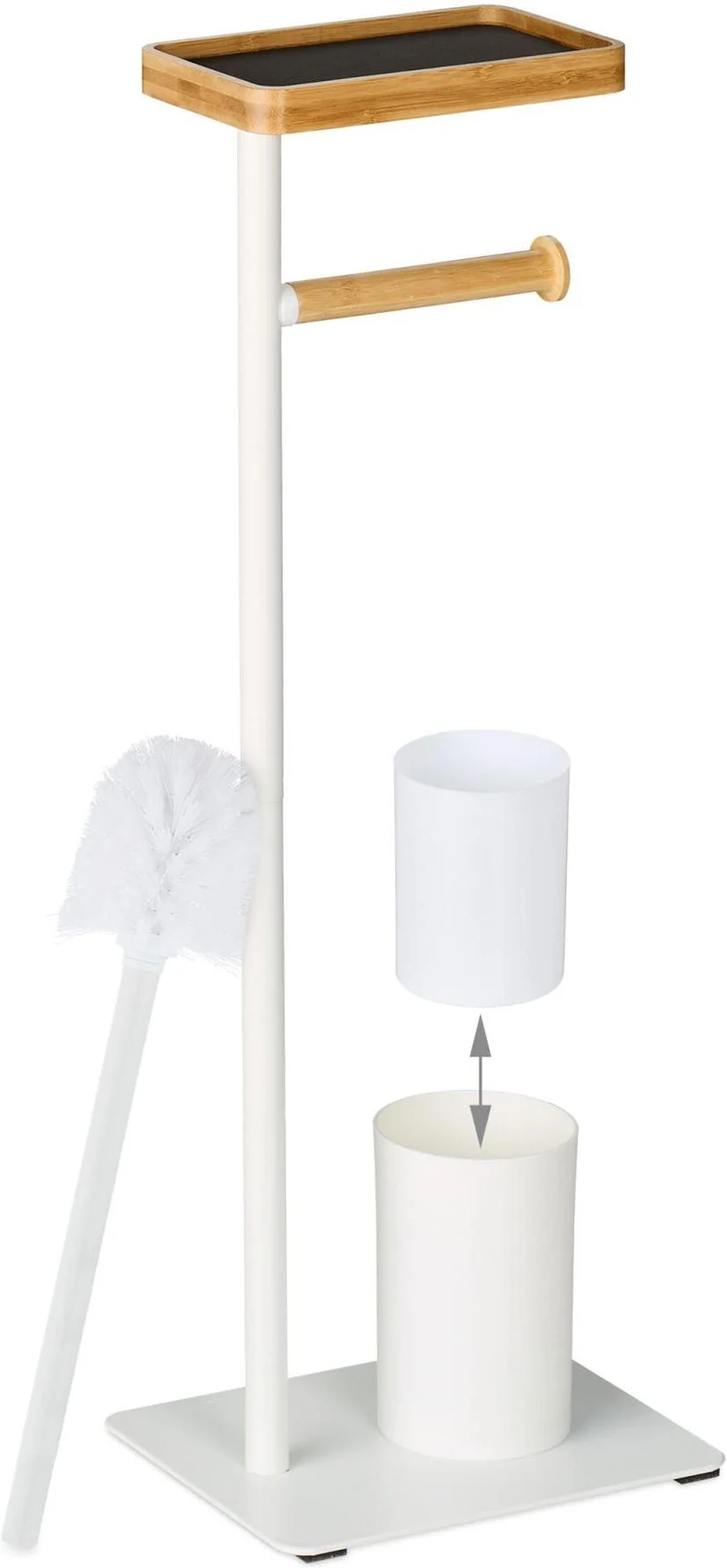 Serviteur WC non fixe pratique avec support téléphone 65 x 23 x 18 cm en fer blanc 13_0018505