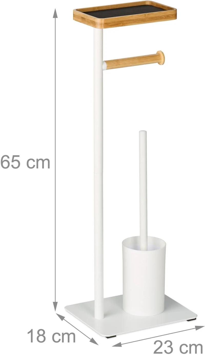 Serviteur WC non fixe pratique avec support téléphone 65 x 23 x 18 cm en fer blanc 13_0018505