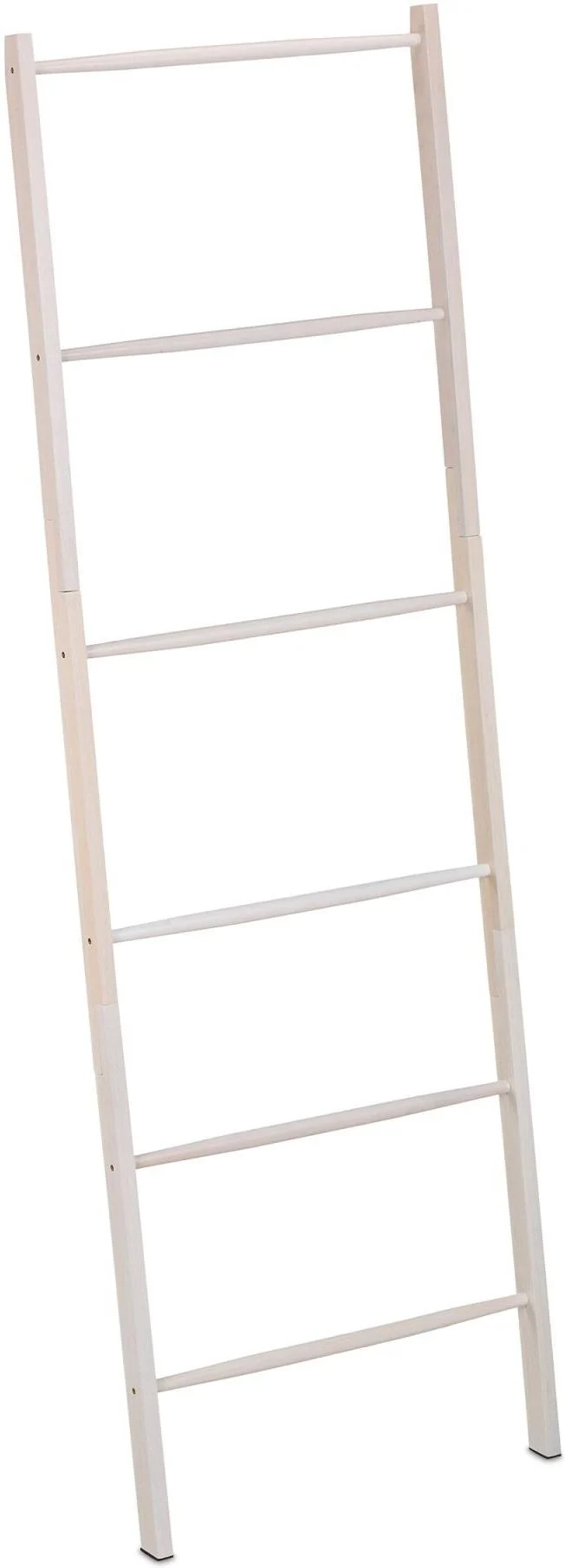 Échelle porte-serviettes design rustique salle de bain 170 x 55 x 4 cm en bois blanc 13_0018503