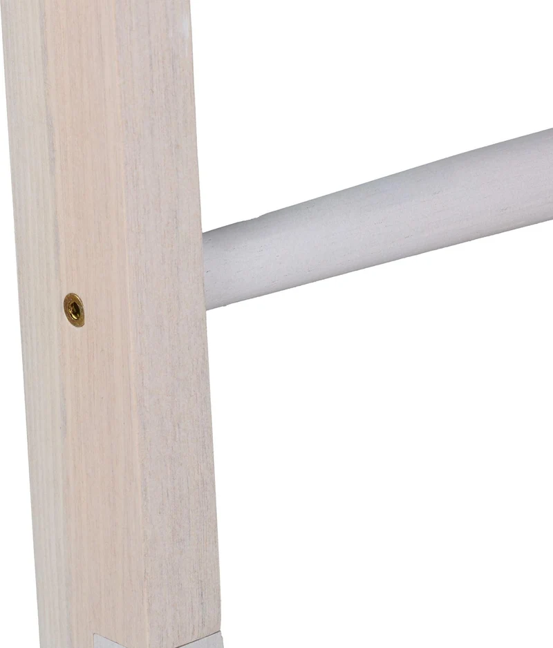 Échelle porte-serviettes design rustique salle de bain 170 x 55 x 4 cm en bois blanc 13_0018503